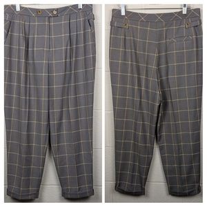 Topshop Checked Tapered Cuffed Crop Trousers